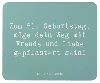 Produktbild von Mr. & Mrs. Panda Mousepad Spruch 81. Geburtstag - Meeresbrise - Geschenk, Geburtstagsgeschenk, mauspad pc, herzlicher, dekorative Geschenke, Glückwunsch, Happy Birthday