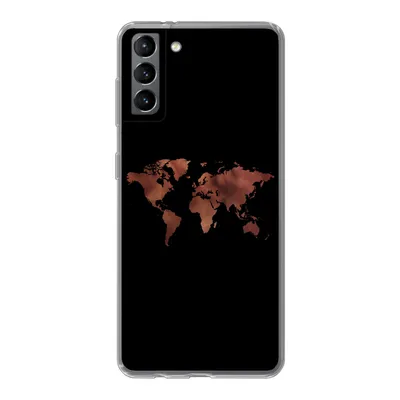 Produktbild von MuchoWow® Handyhülle Schutzhülle Hülle für Samsung Galaxy S21 Plus Weltkarte - Leder - Schwarz Silikon Softcase Handy Hülle - Handy-Tasche