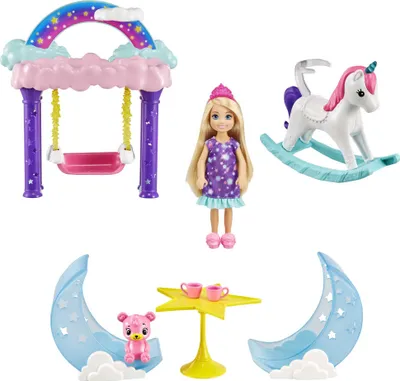 Produktbild von Barbie Dreamtopia Chelsea Regenbogen-Schaukel-Spielset mit Puppe