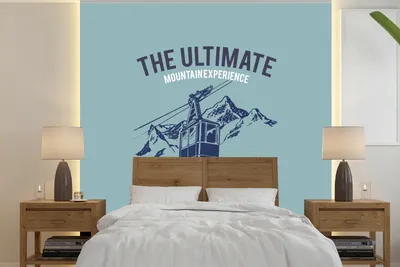 Produktbild von MuchoWow® Fototapete für Wohnzimmer oder Schlafzimmer Wandtapete Vinyl Motivtapete Jahrgang - Ski - Berg - 300x300 cm - Wanddekoration