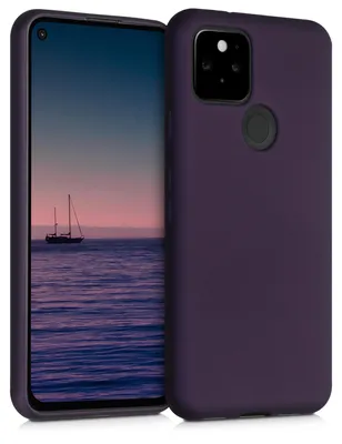 Produktbild von kwmobile Handyhülle für Google Pixel 5 Hülle - Silikon Case metallisch schimmernd - Schutzhülle Cover - Metallic Brombeere