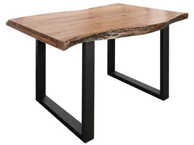 Produktbild von MASSIVMOEBEL24.DE Baumtisch Akazie 140x90x77 natur lackiert / U-Beine anthrazit matt FREEFORM 5