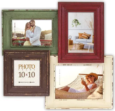 Zdjęcie produktu dla ZEP Gedda – drewniana ramka do zdjęć 39,5 x 38 cm, zestaw 4 ramek ściennych w stylu vintage