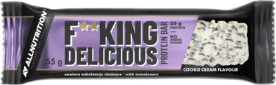 Productafbeelding van ALLNUTRITION Fitking Delicious, koekjes, crèmevulling, 55 g, soja-eiwit, wei-eiwit, 204 kcal, 371 kcal, 854 kJ
