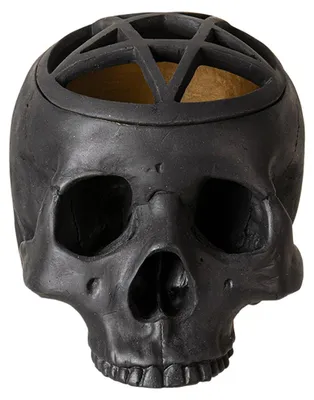 Produktbild von Schwarzer Pentagramm Totenkopf als Heavy Metal & Gothic Deko 17 cm