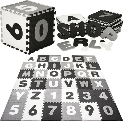 Produktbild von Puzzlematte große Spielmatte mit Buchstaben und Ziffern 175 x 175 x 1 cm EVA-Schaum Lernmatte für Kleinkinder