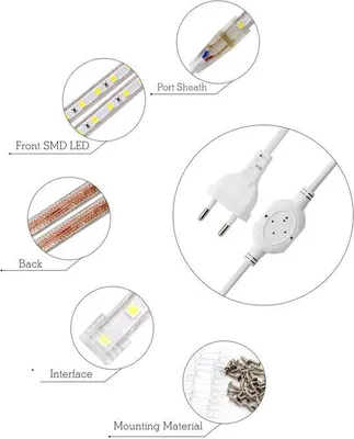 Productafbeelding van Waterdichte LED Strip 2M - Warm Wit 220V | Flexibele LED Tape voor Binnen en Buiten