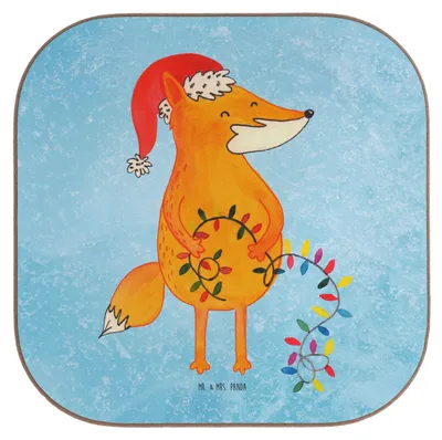 Produktbild von Mr. & Mrs. Panda Untersetzer für Gläser Fuchs Weihnachten - Eisblau - Geschenk, Winter, Weihnachtsmann, Tischuntersetzer, Tasse, Tassenuntersetzer, gläseruntersetzer