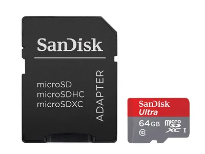 Obrázok produktu pre SanDisk microSDXC Ultra 64GB, 64 GB, MicroSDXC, Trieda 10, UHS-I, 80 MB/s, Šedá, Červená