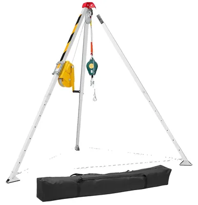 Produktbild von VEVOR Stativset für enge Räume, Schwerlast-Rettungsstativ mit einer Hebekapazität von 544 kg, 1,25 m verstellbare Beine, 19,8 m Kabel tragbares Set, 10 m Absturzsicherung, 1,34-2,15 m Arbeitshöhe, 2600 lbs, 500 lbs