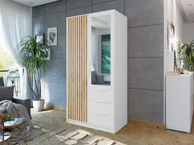 Obrázek produktu pro Šatní skříň se zrcadlem 100 cm OFELIA - bílá