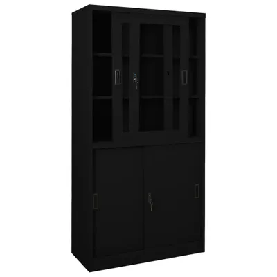 Produktbild von "2026 Promotion" Mehrzweckschrank, Flurschrank Büroschrank, mit Schiebetür Schwarz 90x40x180 cm Stahl  - Kommoden CC19535
