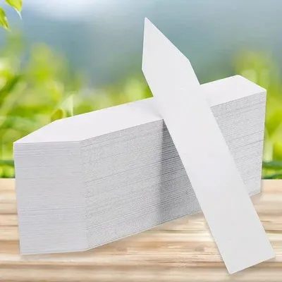 Zdjęcie produktu dla Etykiety z tworzywa sztucznego, 10 x 2 cm, wodoodporne, białe, etykiety ogrodowe