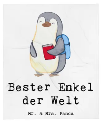 Produktbild von Mr. & Mrs. Panda Decke Pinguin Bester Enkel der Welt - Weiß - Geschenk, Sofadecke, Tagesdecke, Geschenkidee, Opa, Enkelsohn, Enkelkind, Bettdecke, Taufe, Oma, Plaid