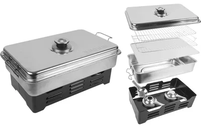 Produktbild von TISCHRÄUCHEROFEN Browin 330001 Edelstahl mit Thermometer, Räucherofen Silber