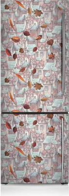 Produktbild von Kühlschrank Aufkleber Kühlschrankmagnete Dekoration Kühlschrankfolie 60x180 cm - Herbstliche Stadt.