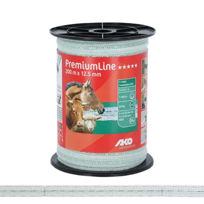 Produktbild von AKO PremiumLine Band weiß/grün, 12,5 mm, 0,25 Ohm/m, 200 m