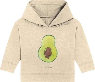 Produktbild von Mr. & Mrs. Panda Organic Baby Hoodie Avocado Kern 24. - 36. Monat - Natural Raw - Geschenk, Avokado, Pflanze, Kapuzensweatshirt, Kapuzenshirt, Lächeln, Spruch Leben