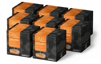 Produktbild von Tchibo Qbo Caffè Crema Minas Verde Premium Kaffeekapseln, 216 Stück – 8x27 Kapseln (Caffè, Intensität 8/10, vollmundig und würzig), nachhaltig & aus 70% nachwachsenden Rohstoffen¹