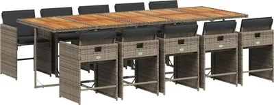 Obrázek produktu pro vidaXL 11dílný zahradní jídelní set s polštáři Grey Poly Rattan