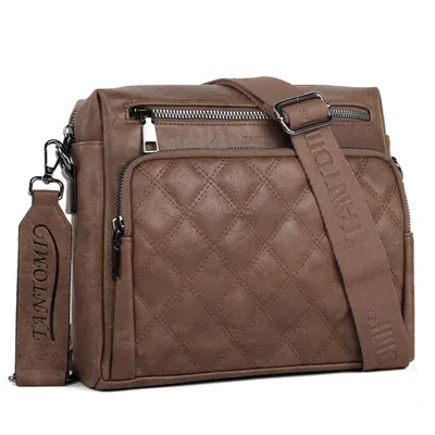 Produktbild von Umhängetasche Damen mittelgroß, Crossbody Bag Damen, Mit 6 RFID- Kartenfächern, handtaschen mit Verstellbar Abnehmbar Breiter Gurt