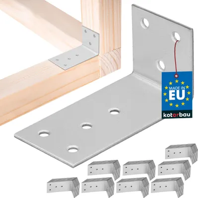 Obrázok produktu pre KOTARBAU® 100 ks Uhlová spojka 40 x 80 x 40 mm pozinkovaná oceľ strieborná ťažká uhlová spojka nosníkov nábytku uholník uholník plechová spojka regálová spojka uholník kovový stabilný odolný oceľový uholník