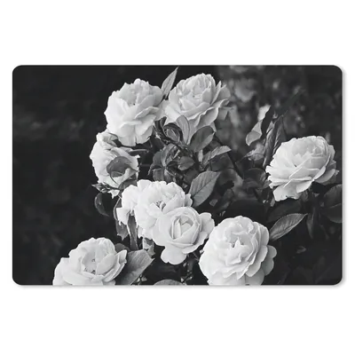 Produktbild von MuchoWow® Mauspad Mousepad Blumen - Schwarz und Weiß - Natur - Pflanzen - Rosen 27x18 cm - Mousepads - Maus Mat - Pad - Mausunterlage - Büroartikel - Desk Matten