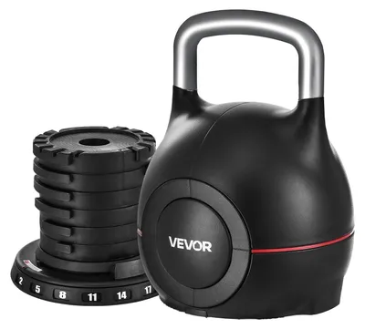 Produktbild von VEVOR Kettlebell, verstellbare Kettlebell mit 7 Gewichtsstufen (2, 5, 8, 11, 14, 17, 20 kg), aus Druckguss-Aluminium und strapazierfähigem ABS-Material, für Griffstärketraining, Ganzkörper-Workout & Cross-Training, 2-20 kg (7 Stufen)