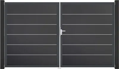 Produktbild von Doppeltor GroJa BasicLine Premium rechts vormontiert ohne Pfosten Rahmen anthrazit 300 x 180 cm anthrazit