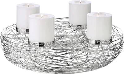 Produktbild von Adventskranz Laval, Edelstahl vernickelt, Durchmesser 42 cm, für Stumpenkerzen ø 6 cm