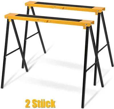 Produktbild von Goplus 2 x Geruestbock, Klappbock Set, Stuetzbock Saegehilfe, Arbeitsbock Gelb, Unterstellbock bis 275 kg, belastbar