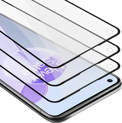 Produktbild von Cadorabo 3x Vollbild Panzer Folie für OnePlus 9RT 5G Schutzfolie in Schwarz Tempered Display-Schutzglas