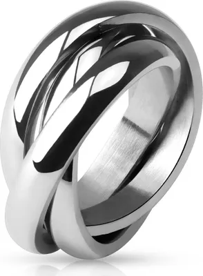 Produktbild von Ring Edelstahl Damen Herren Tricolor Triple 3 in 1 Dreierring Autiga® silber 57 - Ø 18,14 mm