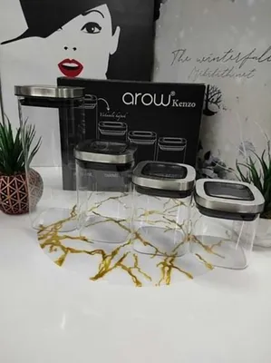 4er Set Vorratsdose, Aufbewahrungsdosen aus Glas mit Metalldeckel