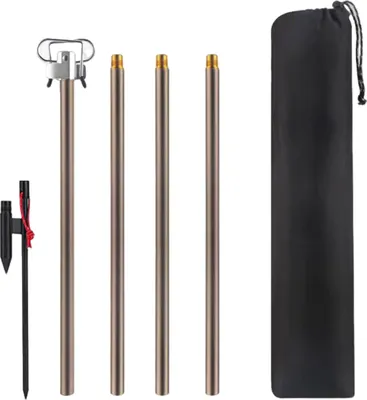 Produktbild von Lampenständer aus Aluminiumlegierung mit einziehbaren Haken, hohe Stabilität, rüttelfest, rostfrei, Outdoor-Camping-Lampenmast, Laternenständer, Kaffee