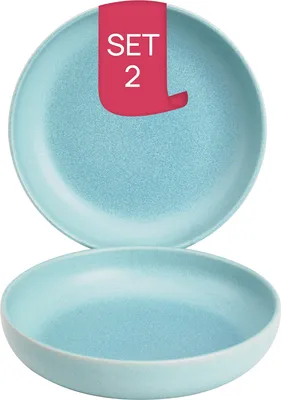 Produktbild von James Cooke Bliss tiefe Teller - 2er-Set, Steingut, Ø 22 cm, hellblau, Seidenglanz