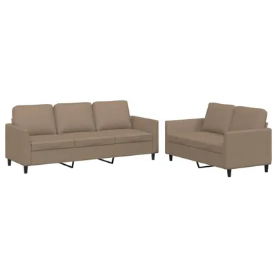 Produktbild von vidaXL 2-tlg. Sofagarnitur mit Kissen Cappuccino-Braun Kunstleder