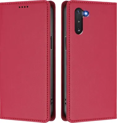 Obrázek produktu pro Kožené pouzdro pro Samsung Galaxy Note 10, magnetické flipové pouzdro zPolyuretankůže se stojánkem Červená