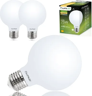 Produktbild von LUMILED 3x E27 LED Lampen G95 Vintage Globe 8W Ersetzt 75W Glühlampe 880lm Leuchtmittel 3000K Warmweiß Glühbirne milchig Filament Glas Große Kugel Deko 3 Stück Birnen Haus Café Bar ?95mm