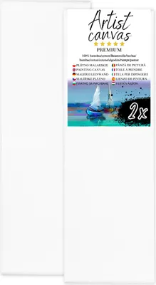 Produktbild von 2x Leinwand auf Keilrahmen 100% Baumwolle 280 g/m² Weiß grundiert 50X150 cm
