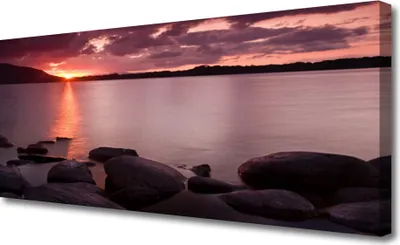 Produktbild von Tulup Leinwand-Bilder 125x50 Wandbild Canvas Kunstdruck Meer Steine Landschaft