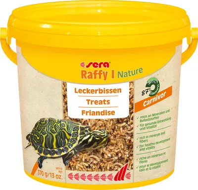 Produktbild von sera Raffy I Nature, Pflanzenfressendes Reptil, Schildkröte, Universal, Garnelen (44 %), Gammarus (43 %), Fische, Krill., 3800 ml, 470 g, Deutschland