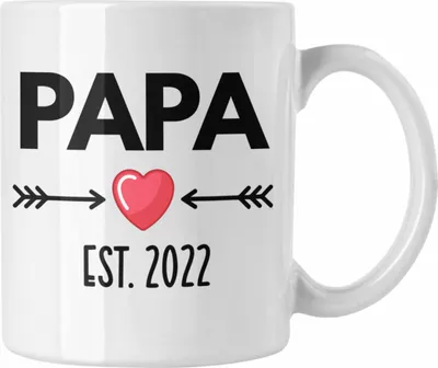 Produktbild von Trendation - Papa 2022 Du Wirst Papa Geschenk Schwangerschaft Verkünden Vater Überraschung Baby Kaffeetasse (Weiß)