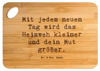 Produktbild von Mr. & Mrs. Panda Holzbrett Spruch Heimweh überwinden Mut - Transparent - Geschenk, Brett, Vertrauem, Trost, Zuversicht, liebevoll, Schneidebrett, mutmachen, Hackbrett