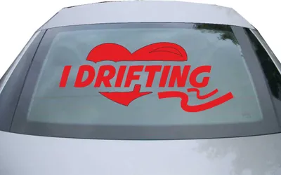 Produktbild von Indigos UG - Aufkleber Heckscheibe & Motorklappe DE7118 - rot - 600x241 mm - I love drifting - Auto Scheiben Fenster Heckklappe Tuning Racing JDM - Die cut