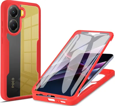 Image de Etui pour Xiaomi Redmi Turbo 4, protection complète à 360° avec protecteur d'écran intégré rouge