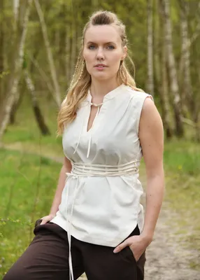 Produktbild von Ärmellose Mittelalter-Bluse Levke, natur : L Größe: L
