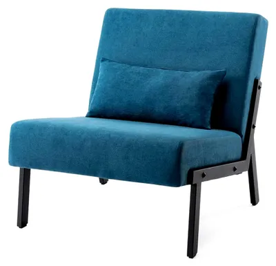 Produktbild von Einzelsofa Cocktailsessel Modern Loungesessel 1 Sitzer Polstersofa Leinenstoff mit schwarzen Metallbeinen für Wohnzimmer und Schlafzimmer bis 120 kg