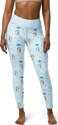 Produktbild von Mr. & Mrs. Panda Leggings Pinguin Duschen Größe S - Blau - Geschenk, Pinguine, Damen-Leggings, Singen, Duschkonzert, Sport-Leggings, Pilates-Hose, Lebensmotto, Dusche