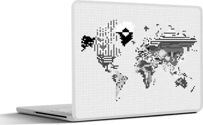 Produktbild von MuchoWow® Laptop Aufkleber Sticker Cover Weltkarte - Pixel - Schwarz und weiß 36.5x27.5 cm - Laptop-Sticker